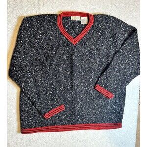 Sigrid Olsen Sport Long Sleeve Sweater Black And Red Sz M